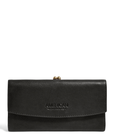 American Leather Co. Caroline Large Frame Wallet In Black Smooth