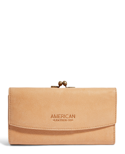 American Leather Co. Caroline Large Frame Wallet In Cashew Smooth