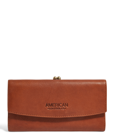 American Leather Co. Caroline Large Frame Wallet In Brandy Smooth