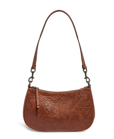 American Leather Co. Women's Julie Baguette With Shoulder Strap In Brandy Tooled