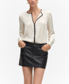 Mango Contrast Trim V-neck Cardigan In Ecru