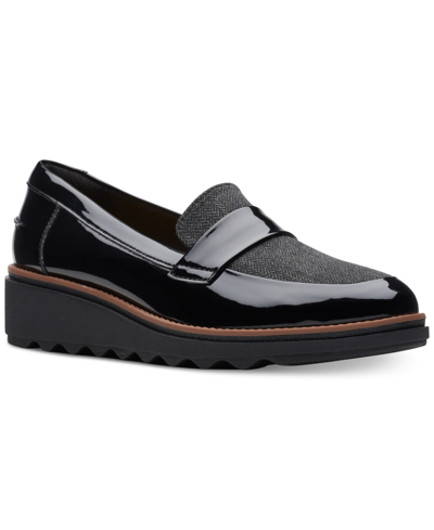 Clarks Women's Sharon Gracie Slip-on Loafer Flats Women's Shoes In Black Patent