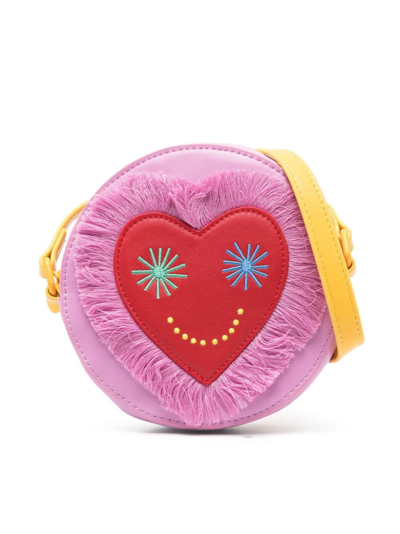 Stella Mccartney Kids' Heart-patch Circular Crossbody Bag In Pink