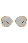 Chloé 60mm Oversize Round Sunglasses In Gold Grey