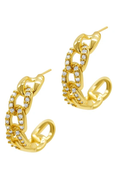 Adornia Crystal Curb Chain Hoop Earrings In Gold