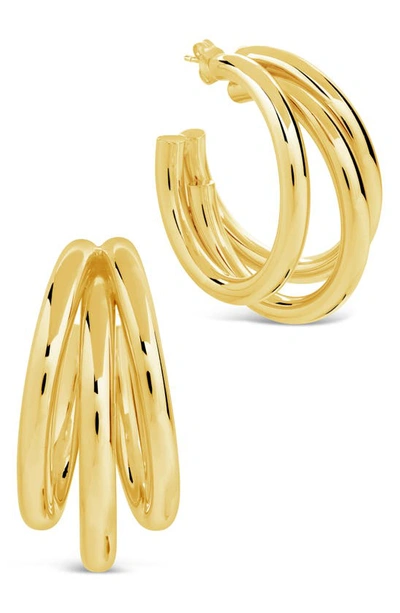 Sterling Forever Michaela Triple Hoop Earrings In Gold