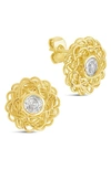 Sterling Forever Cubic Zirconia Lanira Stud Earrings In Gold-plated