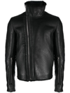 RICK OWENS FAUX-FUR LINING LEATHER JACKET
