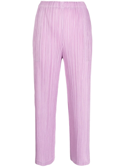 Issey Miyake Pleated Cropped Trousers In Purple