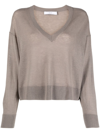 Iro Fine-knit V-neck Jumper In Grey