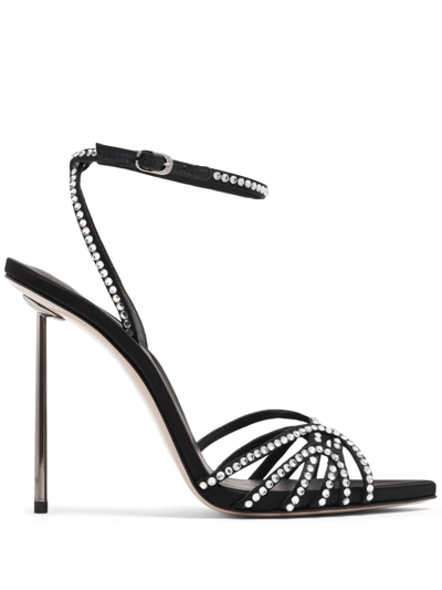 Le Silla Bella Duchess Crystal-embellished Sandals In Black