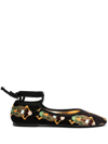 La Doublej Winter Ballerina Flats In Scarab Black