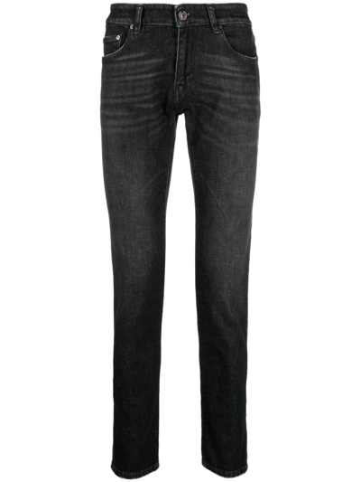 Pt Torino Logo-patch Skinny-cut Jeans In Black