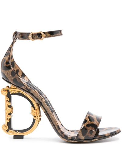 Dolce & Gabbana 105mm Sculpted-heel Sandals In Brown