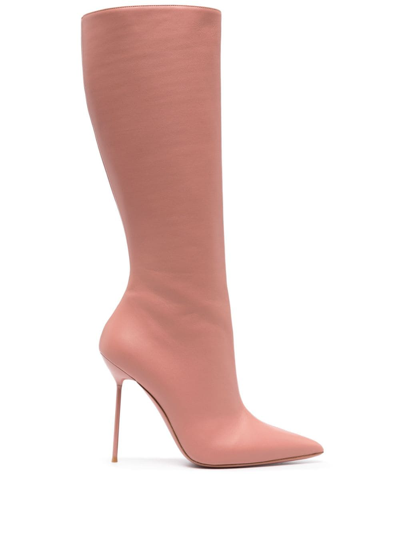 Paris Texas Lidia 105mm Leather Stiletto Boots In Pink
