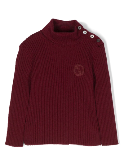 Gucci Babies' Interlocking G Ribbed-knit Jumper In Rot