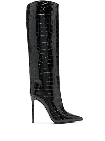 Le Silla Eva 120mm Leather Boots In Schwarz