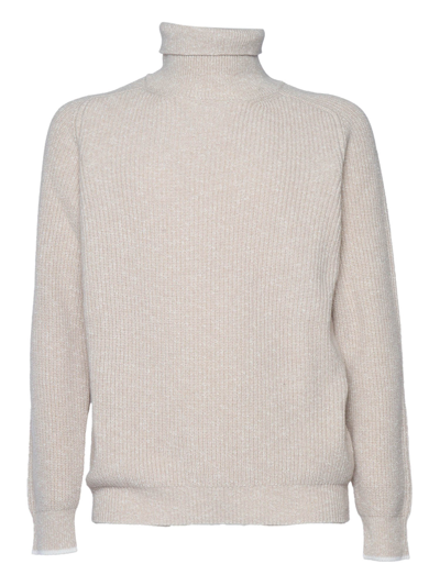 Peserico Ribbed Turtleneck In Beige