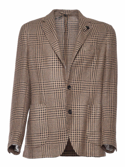 Lardini Houndstooth Jacket In Brown