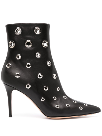 Gianvito Rossi Black Gianvito 85 Eyelet Leather Ankle Boots