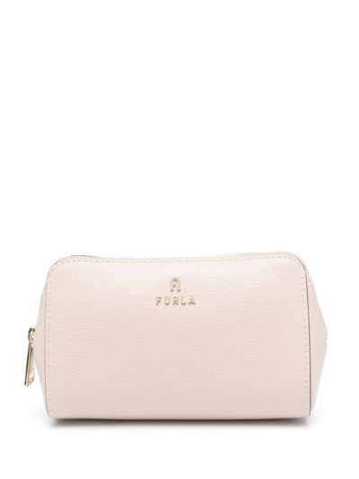 Furla Continental Leather Make Up Bag In Pink