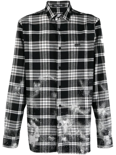 Philipp Plein Sugar Daddy Tartan-pattern Flannel Shirt In Black