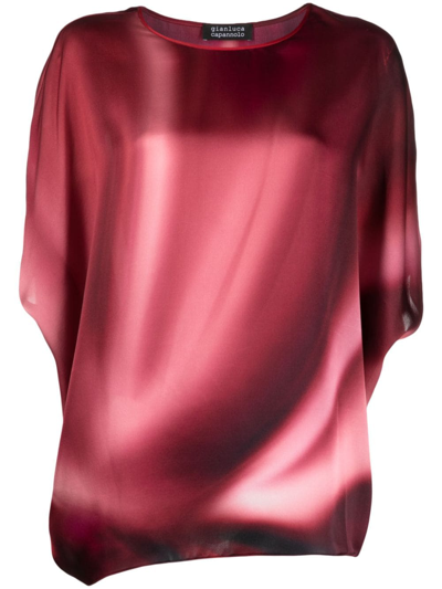 Gianluca Capannolo Iris Abstract-pattern Silk Blouse In Red