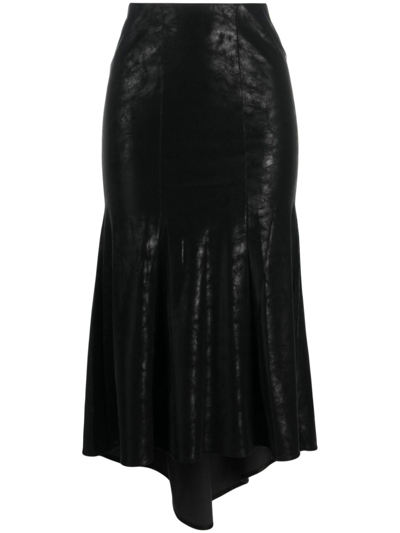 Misbhv Midi Skirt Faux Leather In Black