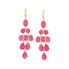 Ross-simons Pink Quartz Drop Earrings In 18kt Gold Over Sterling In Pink