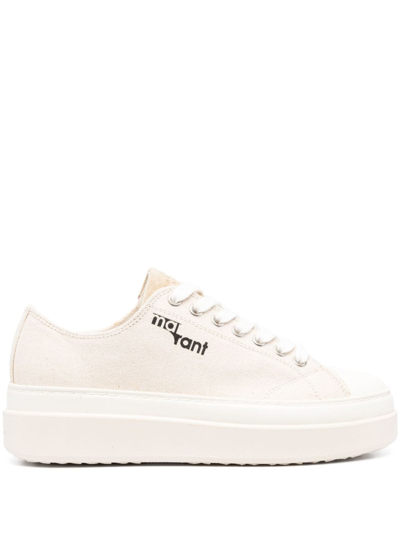 Isabel Marant Austen Logo印花厚底板鞋 In White