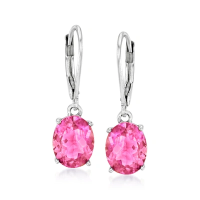 Ross-simons Pink Topaz Drop Earrings In Sterling Silver