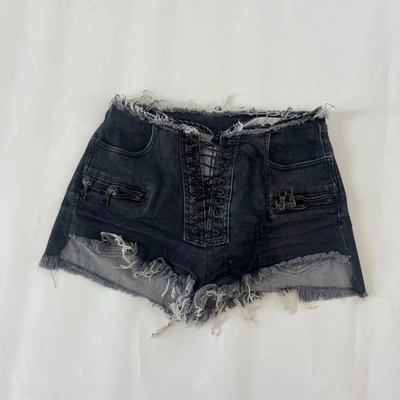 Pre-owned Ben Taverniti Unravel Project Unravel Black Distressed Lace Up Shorts