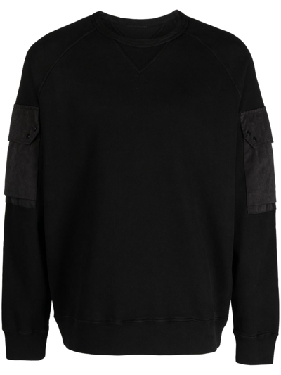 Ten C Logo-patch Cotton Jumper In Schwarz