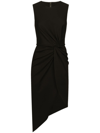 Dolce & Gabbana Draped Sleeveless Midi Dress In Schwarz