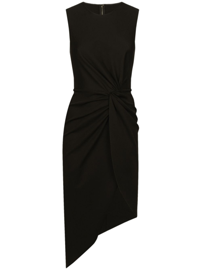 Dolce & Gabbana Draped Sleeveless Midi Dress In Black