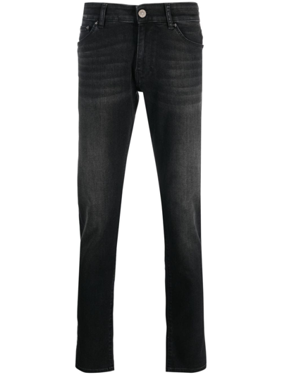 Pt Torino Washed Denim Slim-cut Jeans In Black