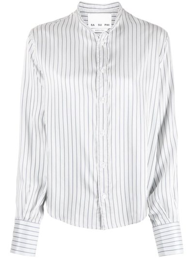 SA SU PHI STRIPED LONG-SLEEVE SILK SHIRT