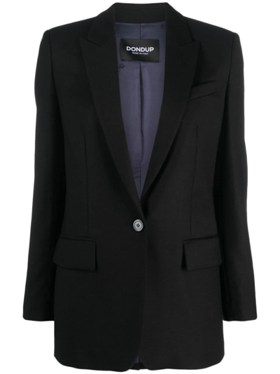 Dondup Single-breasted Virgin Wool Blazer In Black