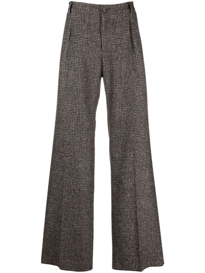 Dolce & Gabbana Checked Flared Trousers In Braun