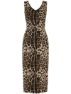 Dolce & Gabbana Short Leopard-print Charmeuse Dress In Braun