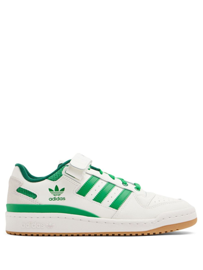 Adidas Originals White & Green Forum Low Sneakers In Nude