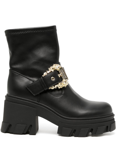 Versace Jeans Couture 75mm Decorative-buckle Boots In Black