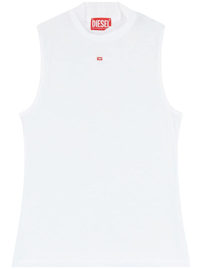 Diesel T-mokky-sl-microdiv Mock-neck Top In White