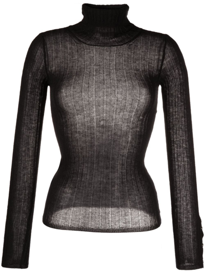 Durazzi Milano Roll-neck Cashmere Top In Black