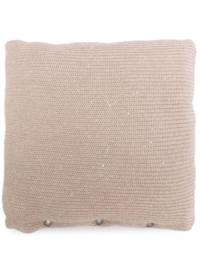 Brunello Cucinelli Sequin-embellished Knitted Cushion In Nude
