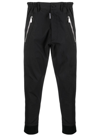 Dsquared2 Icon-print Tapered-leg Trousers In Schwarz