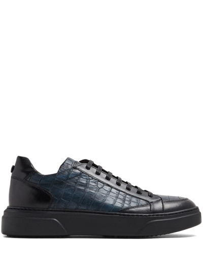 Barrett Crocodile-effect Leather Sneakers In Blau