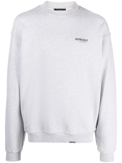 Represent Owners Club Oversize Cotton Sweatshirt In Grey