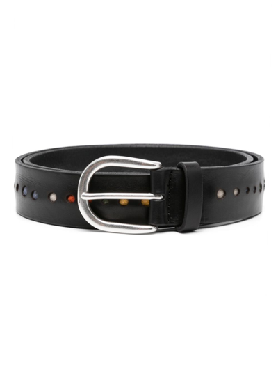 Orciani Punched-holes Leather Belt In Schwarz