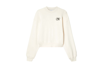 Pre-owned Off-white Ow-print Cotton Sweatshirt Cream White